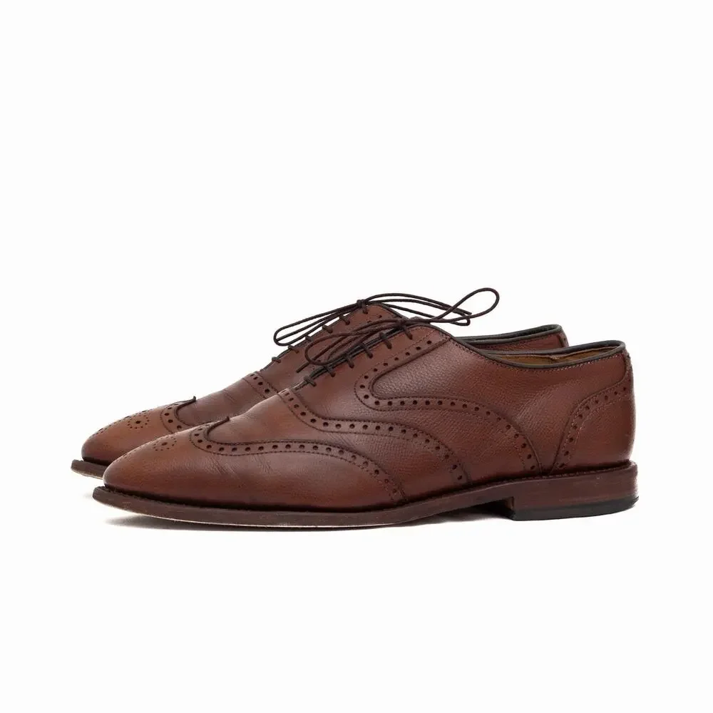 $395 Allen Edmonds McClain Brown Pebbled Leather Wingtip Oxford Shoes US10 EEE
